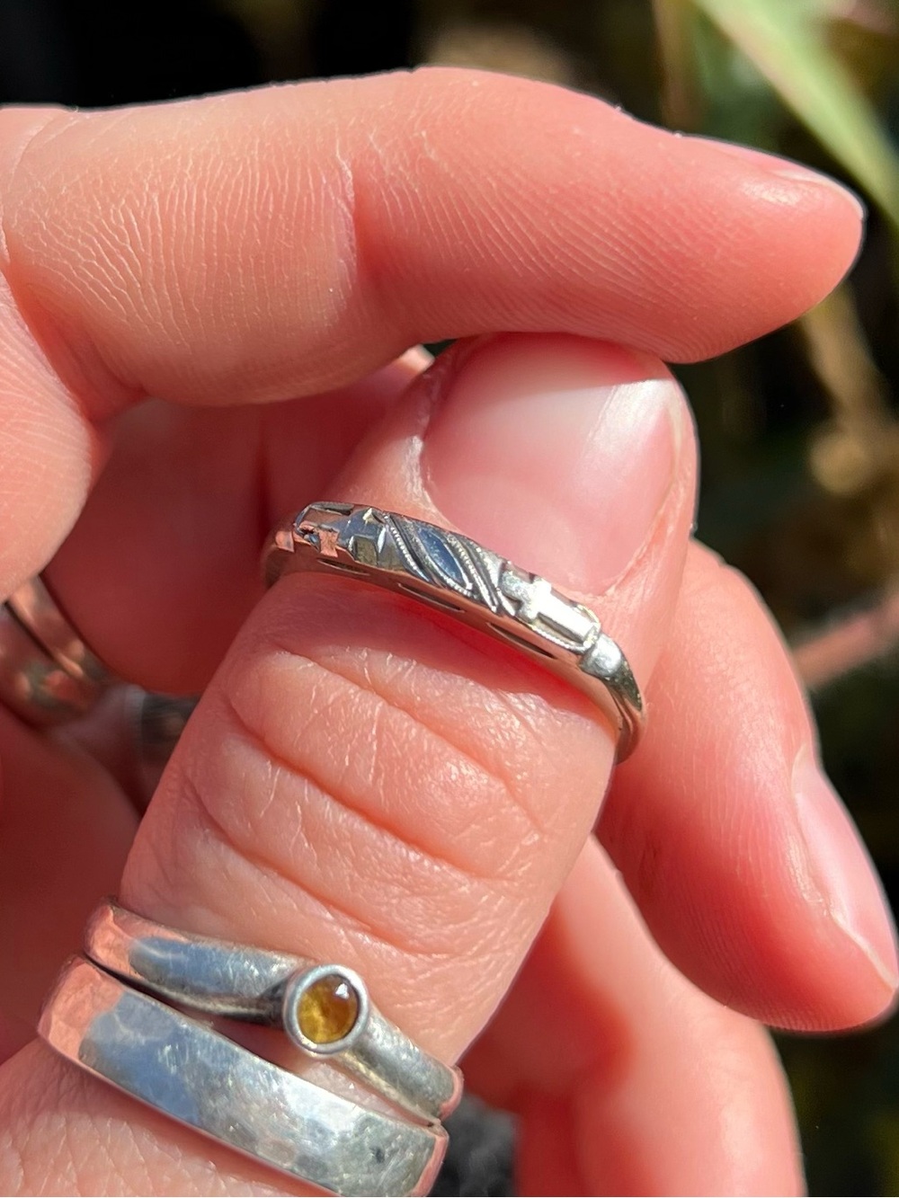 14K White Gold Cross Ring